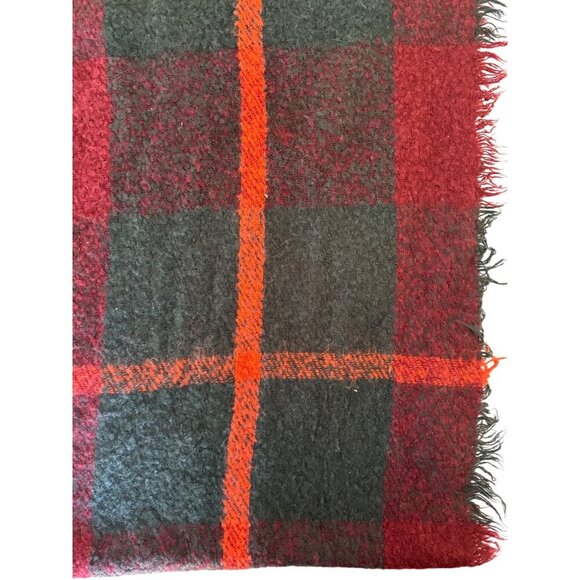 LOOK Buffalo Plaid Infinity Scarf One Size Red Neon Orange Plaid Acrylic - Picture 9 of 11